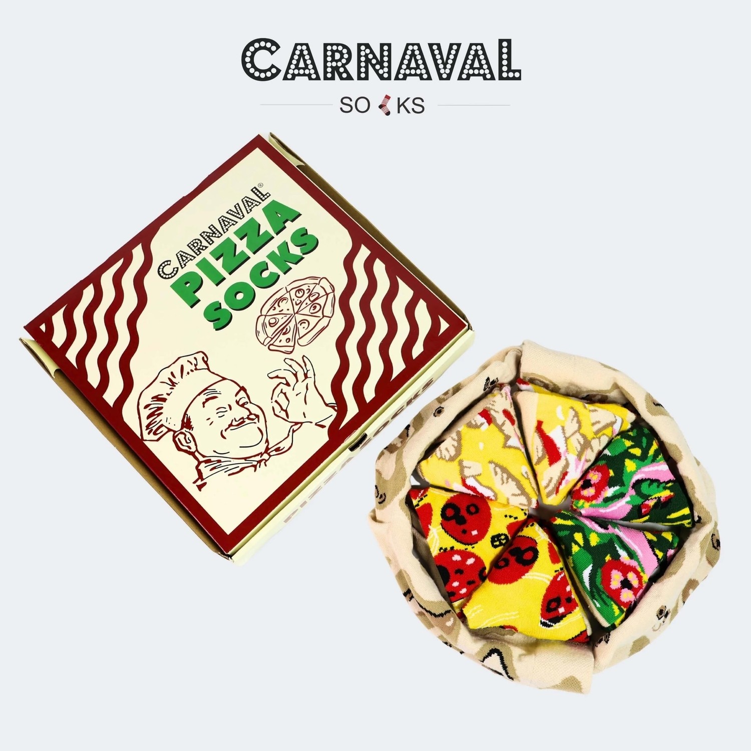 Aesco Carnaval Socks Unisex Hediye Pizza Çorap Kutusu - Desenli Pamuk Çorap - Pizza Socks Box 37-44 Beden, 4 Çift görsel 4