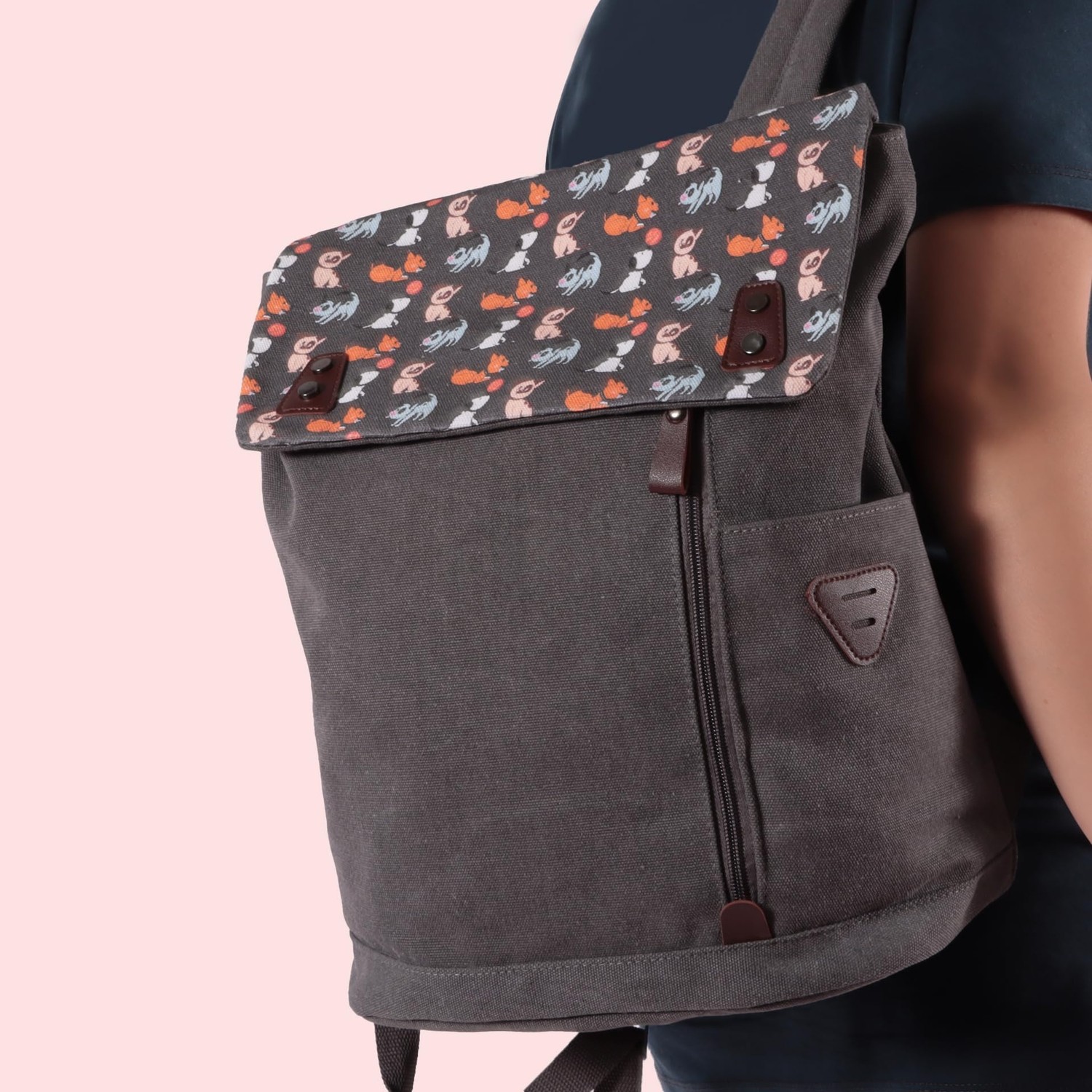 Die Grup Biggdesign Dogs Vintage Su Geçirmez Kumaşlı 15 Inç Laptop Uyumlu Okul Sırt Çantası Gri görsel 4