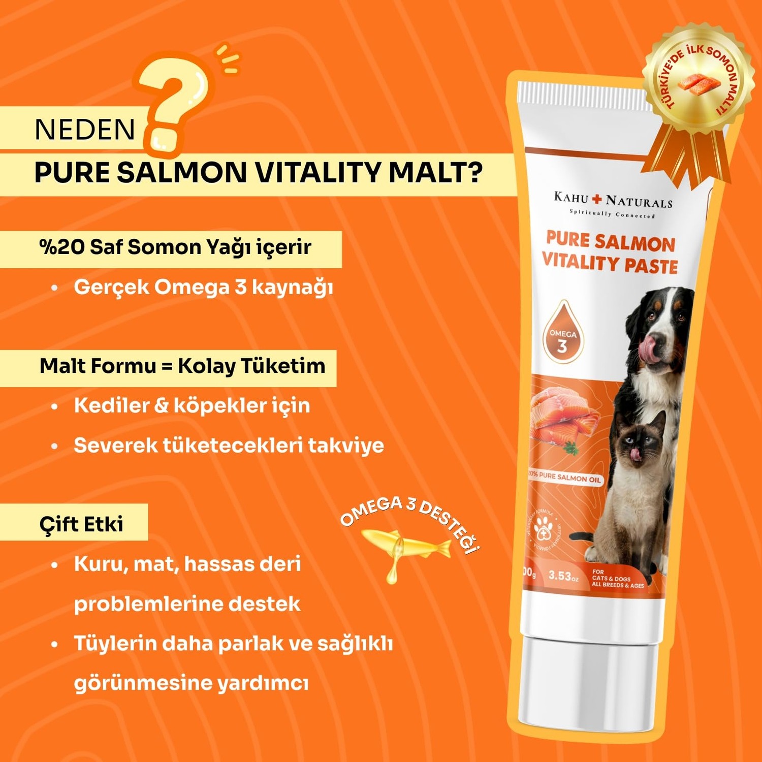 Die Grup Kahu Naturals Somon Yağlı Malt, Omega-3 (Epa & Dha) Içerikli, Kedi ve Köpek Için, 100 G görsel 4