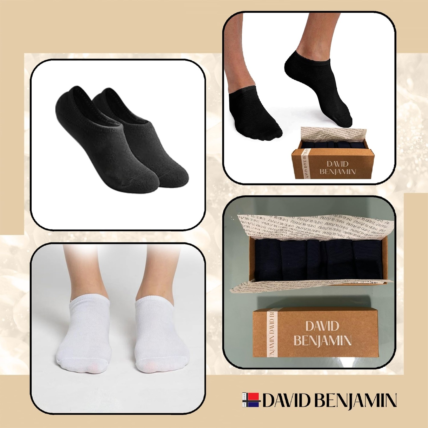 Die Grup David Benjamin Unisex 10’lu Premium Kutulu Pamuk Sneaker Çorap Patik Çorap - Nefes Alabilen, Kaymaz, Dikişsiz - Kadın & Erkek Için Yumuşak, Kısa Çorap, Spor Çorabı - Yürüyüş, Koşu Için (Beyaz, 43-46) görsel 2