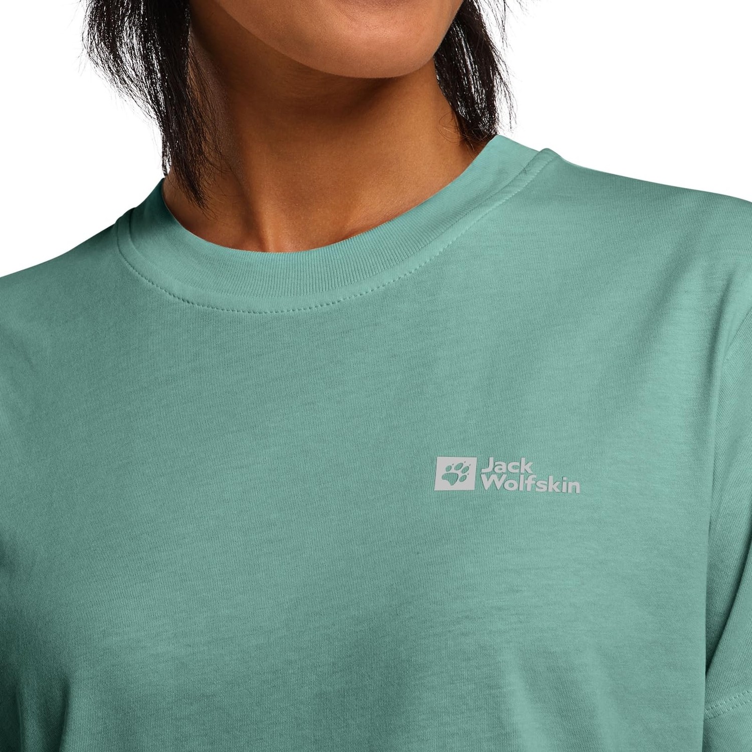 Die Grup Jack Wolfskin 1808352 Essential T W Açık Yeşil Kadın Outdoor, E0180 Soft Jade, M görsel 5