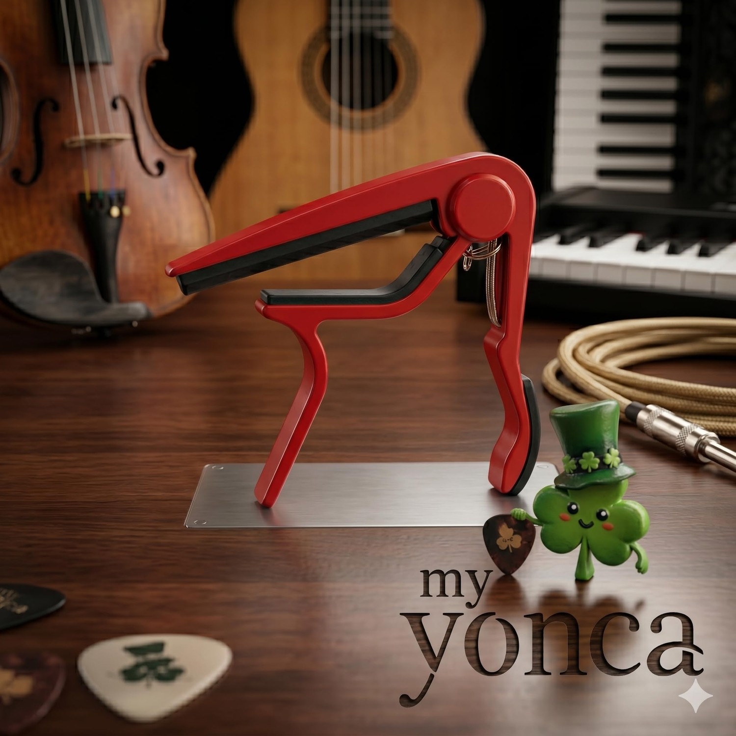Die Grup My Yonca Kırmızı Kapo Akustik Gitar Klasik Gitar Ukulele Saz Bağlama Kaposu Classic Guitar Capo Acoustic Guitar Capo 1. Kalite görsel 2