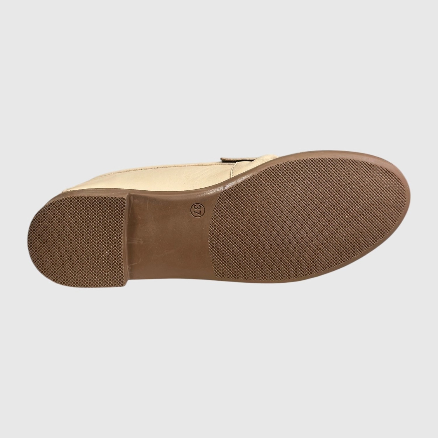 Myfit Shoes 614 Kadın Hakiki Deri Büzgülü Günlük Loafer Ayakkabı Bej görsel 5