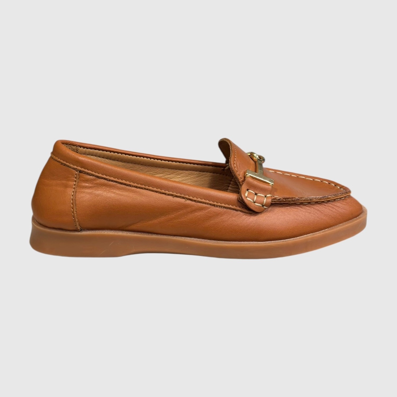 Myfit Shoes 605 Kadın Hakiki Deri Tokalı Loafer Ayakkabı Taba