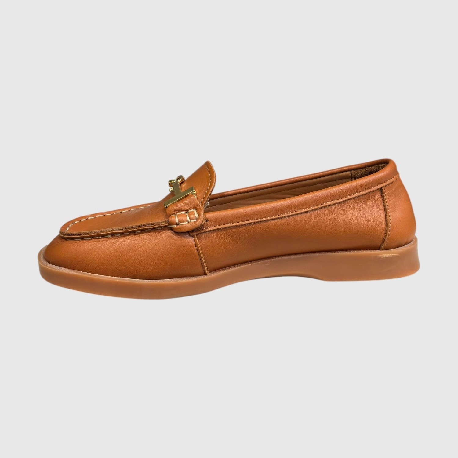 Myfit Shoes 605 Kadın Hakiki Deri Tokalı Loafer Ayakkabı Taba görsel 2