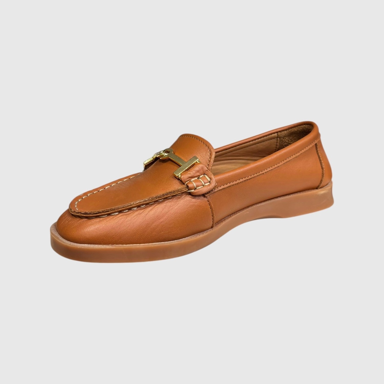 Myfit Shoes 605 Kadın Hakiki Deri Tokalı Loafer Ayakkabı Taba görsel 4