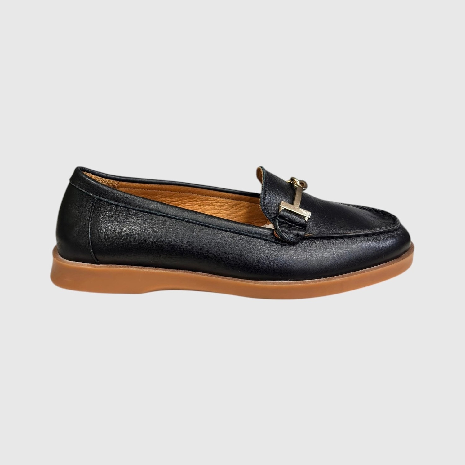 Myfit Shoes 605 Kadın Hakiki Deri Tokalı Loafer Ayakkabı Siyah