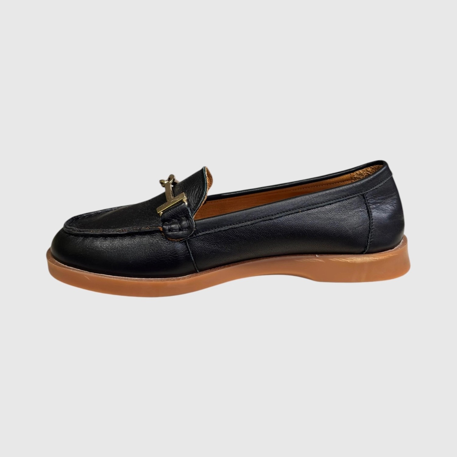 Myfit Shoes 605 Kadın Hakiki Deri Tokalı Loafer Ayakkabı Siyah görsel 2
