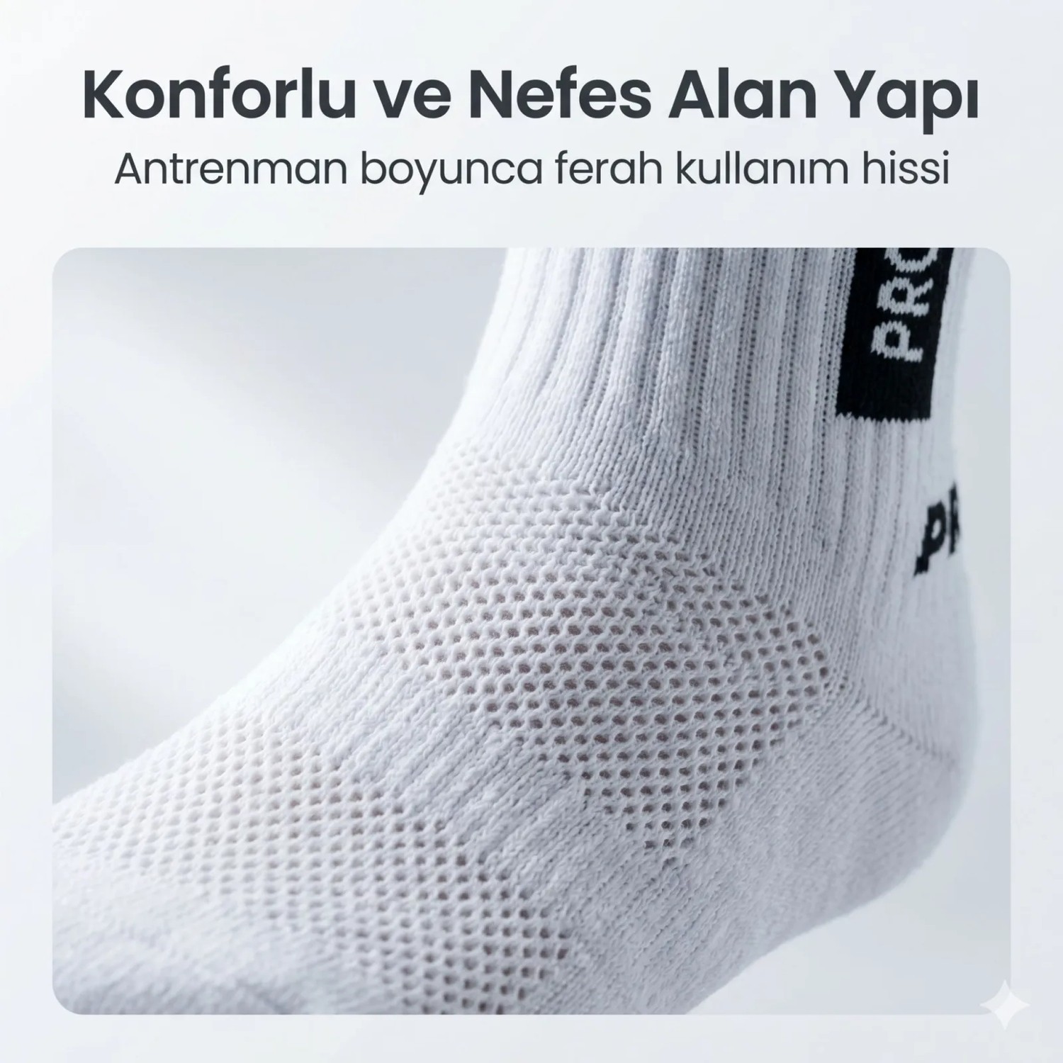 Wak Kaydırmaz Spor 3'lü Çorabı Beyaz | Nefes Alan, Bilek Destekli, Güçlü Tutuşlu Performans Çorabı görsel 3