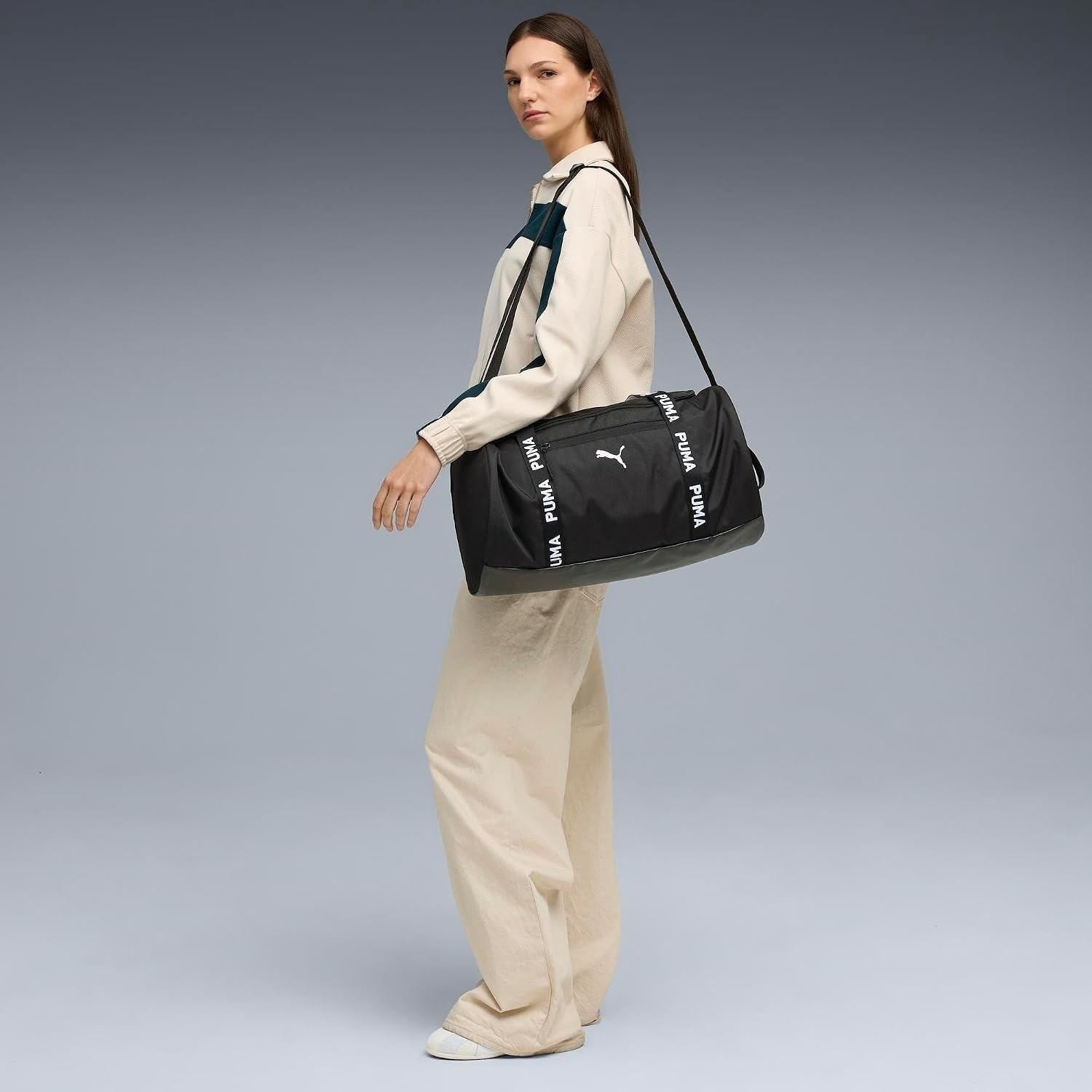 Happy Trend Puma At Ess Barrel Bag Kadın Spor Çantası, Puma Black, Tek Beden görsel 4