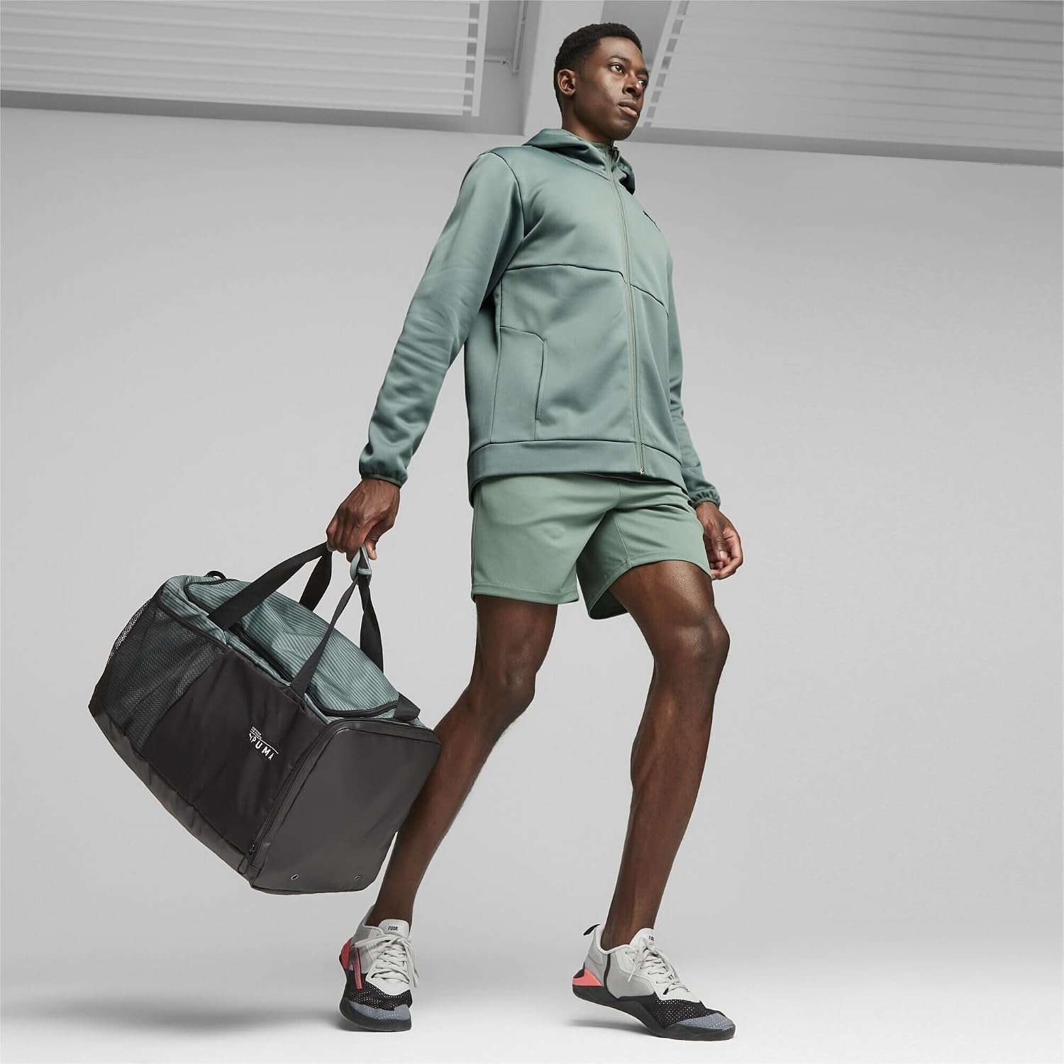 Happy Trend Puma Traınıng Medıum Spor Çantası, Puma Black-Eucalyptus, Osfa görsel 3