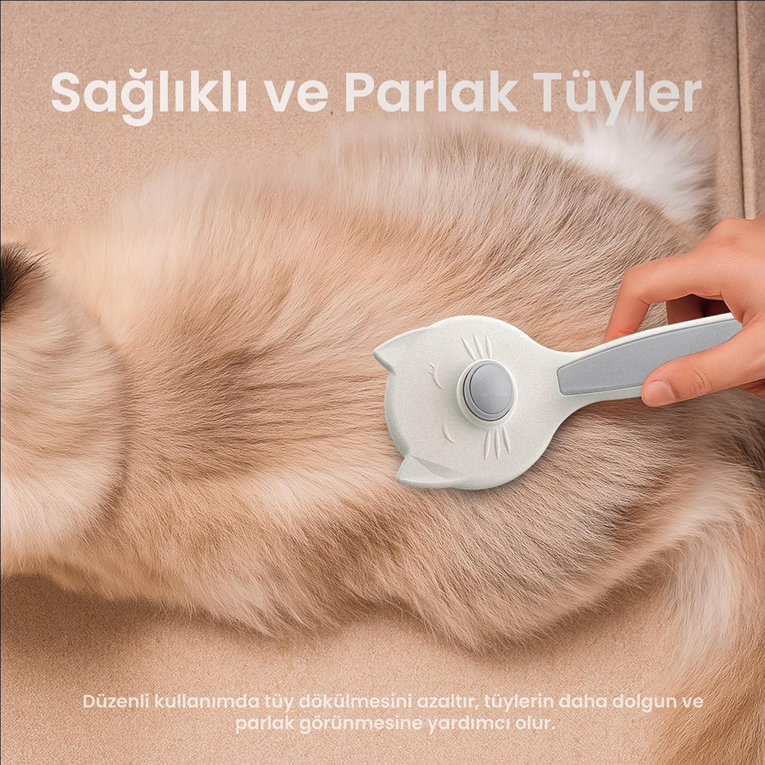 OEM Kedi Köpek Tarağı, Otomatik Temizlenen Düğmeli Evcil Hayvan Tarağı, Masaj Etkili Yumuşak Tarama Fırçası, Kolay Temizlenen Pratik Kedi Tarak Fırçası (Gri) görsel 4