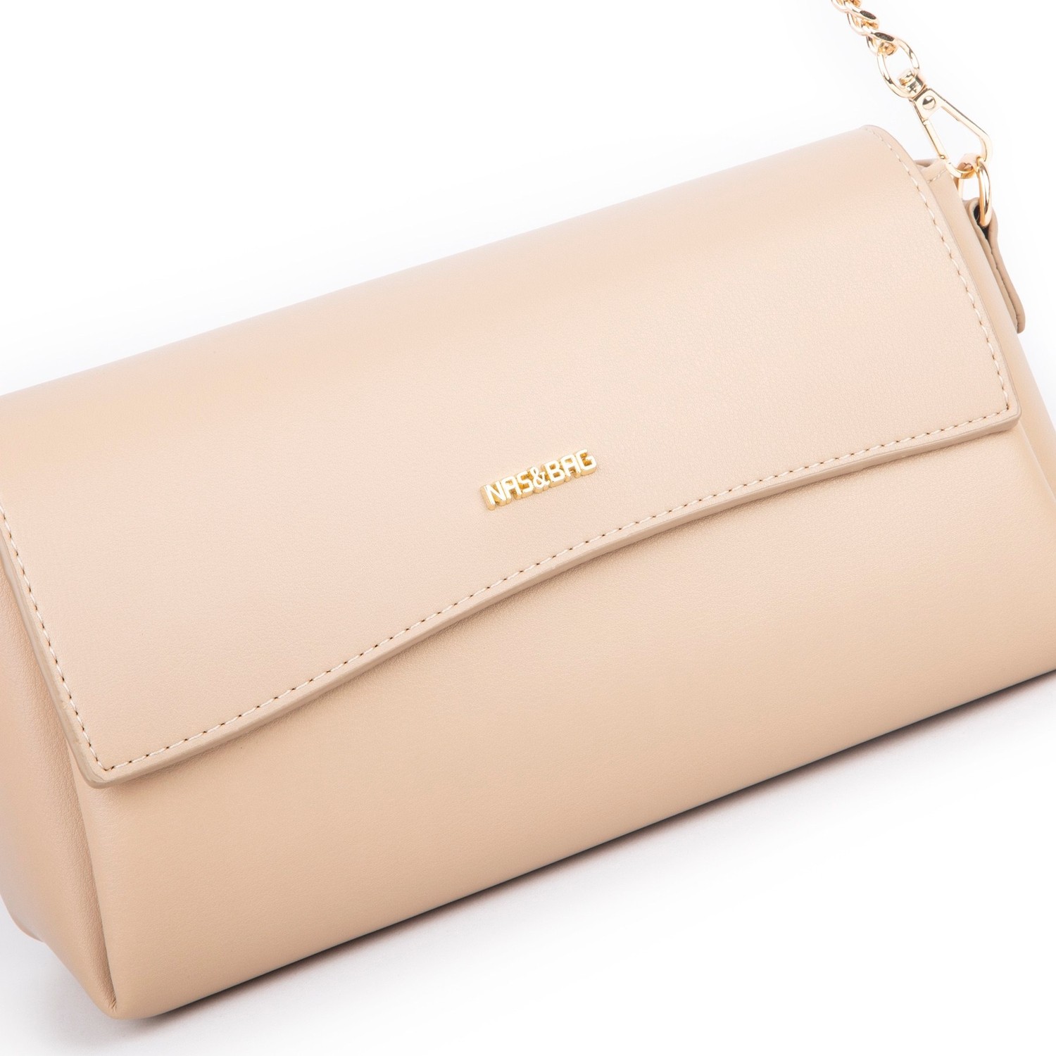Nas Bag Kadın Sade Şık Omuz ve Çapraz Çanta (En 24 cm ;boy 12 cm ) Kum görsel 2