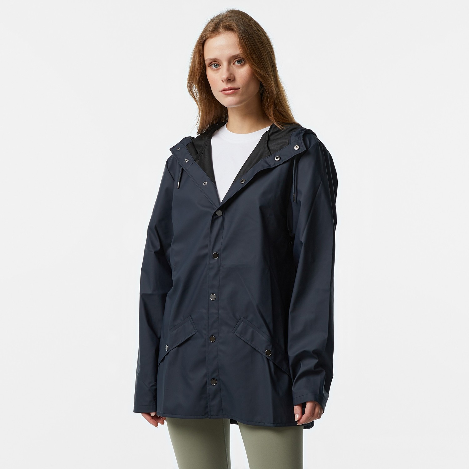 Rains Kadın Siyah Düz Desenli Yağmurluk Waterproof M Beden Ekstra Cep ile Şık Tasarım görsel 8