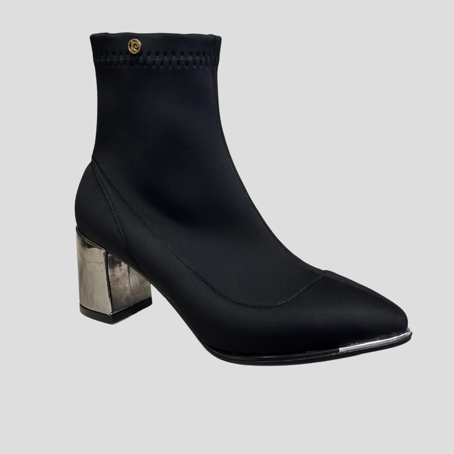 Pierre Cardin PC-54992 Kadın Streç Gümüş Kalın Topuklu Ayakkabı Siyah görsel 3