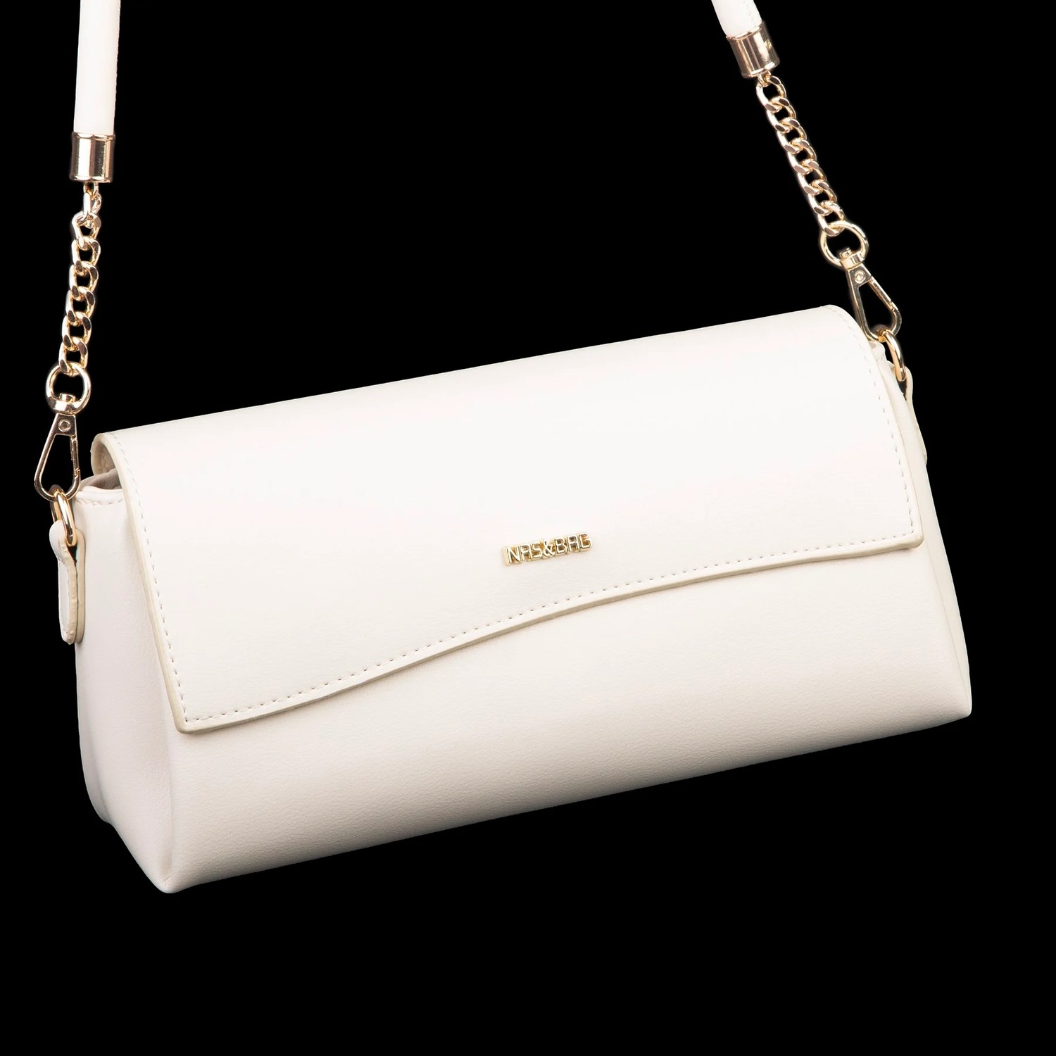 Nas Bag Kadın Sade Şık Omuz ve Çapraz Çanta (En 24 cm ;boy 12 cm ) Krem görsel 6
