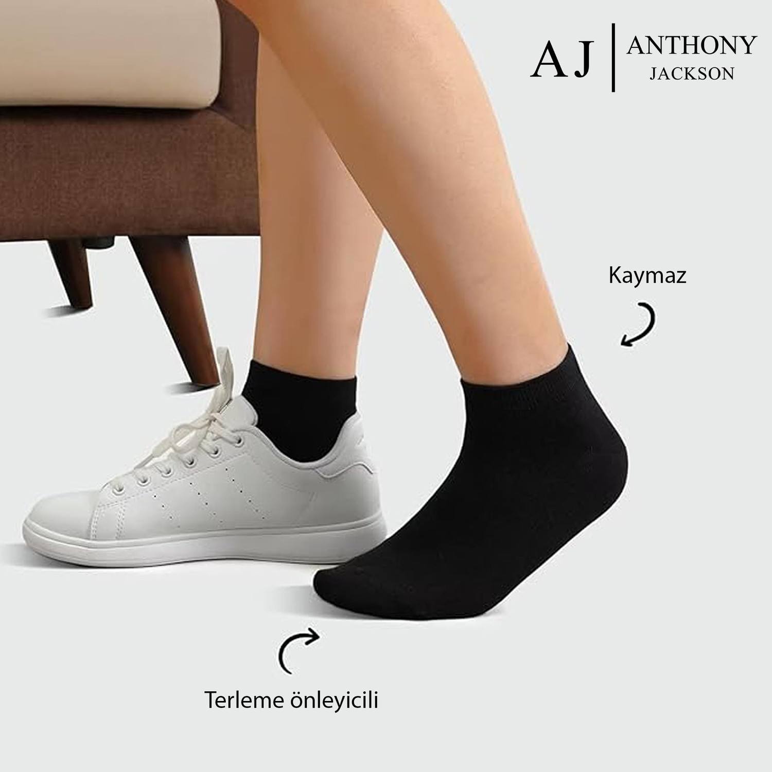 Aesco Anthony Jackson 10 Çift Kutulu Bambu Premium Bay-Bayan Patik Çorap - Bilek Boy Kısa Spor Koşu ve Yürüyüş Çorabı Jesus (Siyah, 43-46) görsel 4