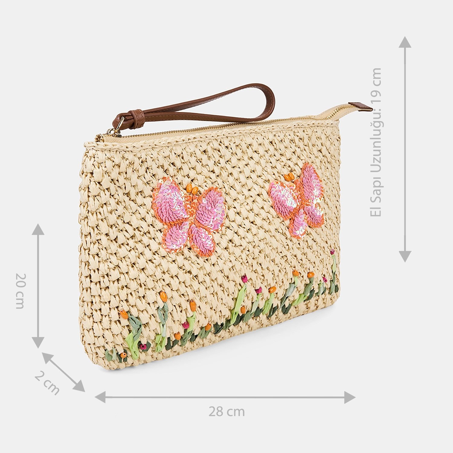 Desa Kadın Bej Kelebek Detaylı Hasır Clutch Çanta görsel 5