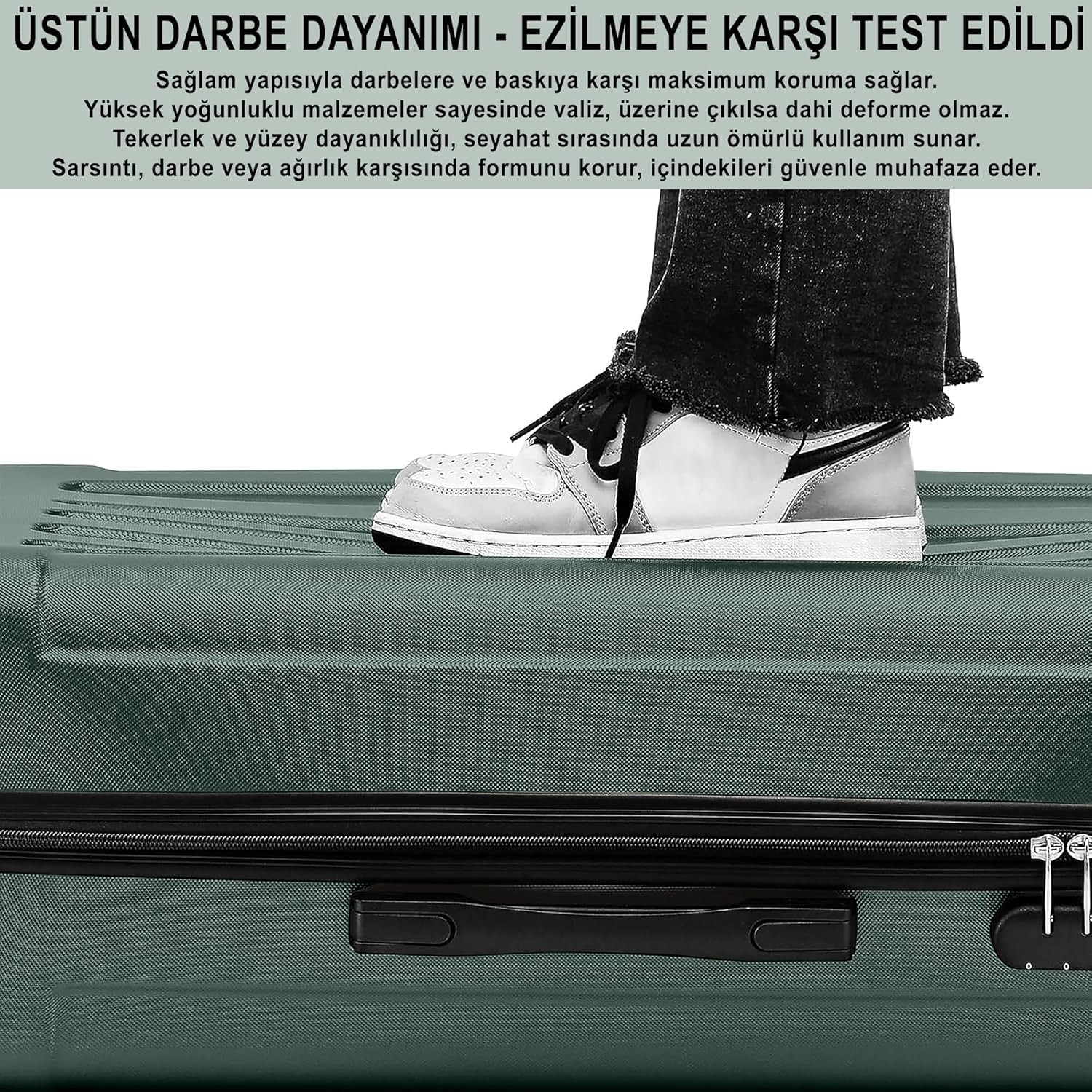 TeknoKapsül Anthony Jackson Ultra Hafif Abs Valiz Trıon (Koyu Haki, Büyük Boy) görsel 7