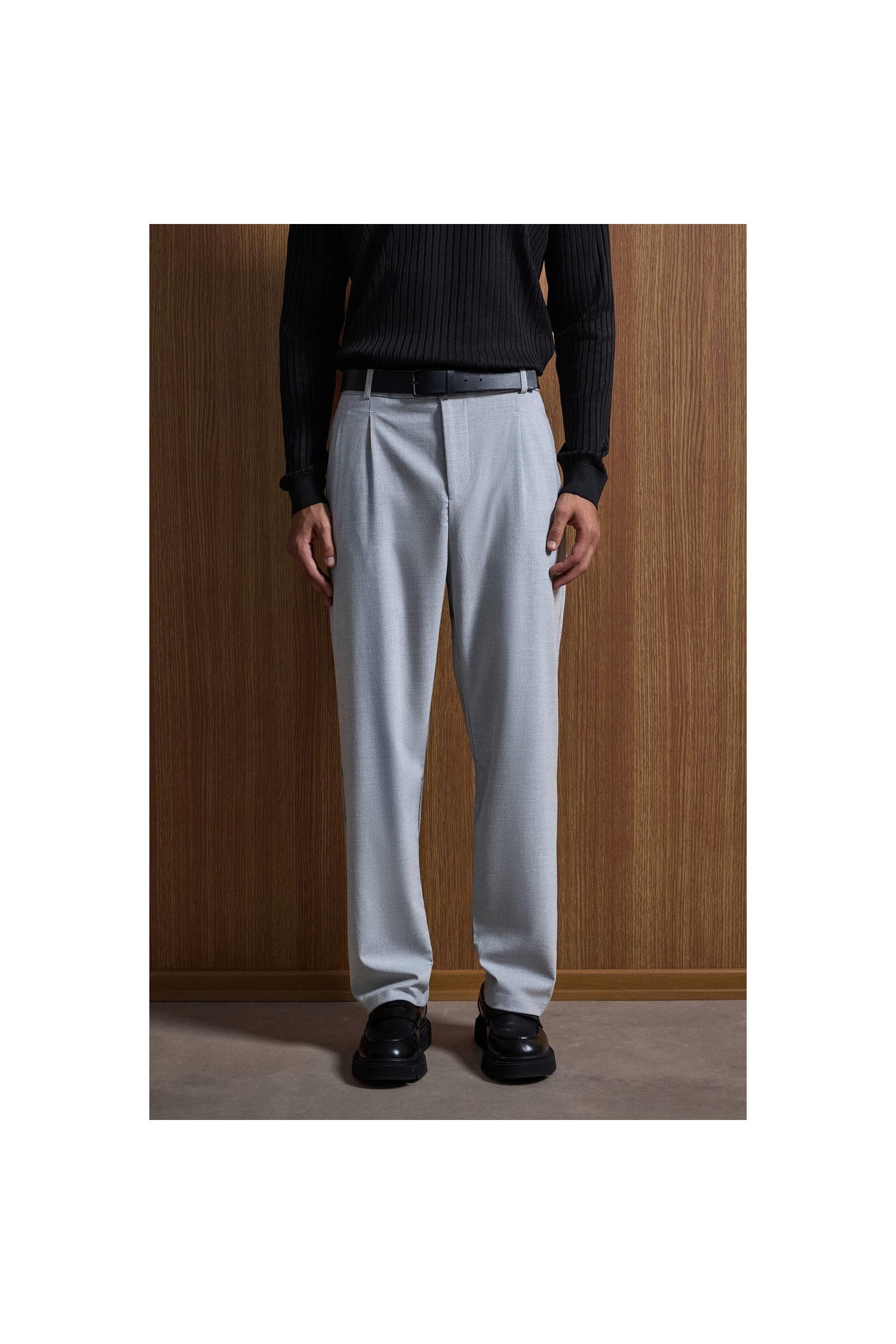 Abluka Online Erkek Baggy Fit Kumaş Pantolon Siyah