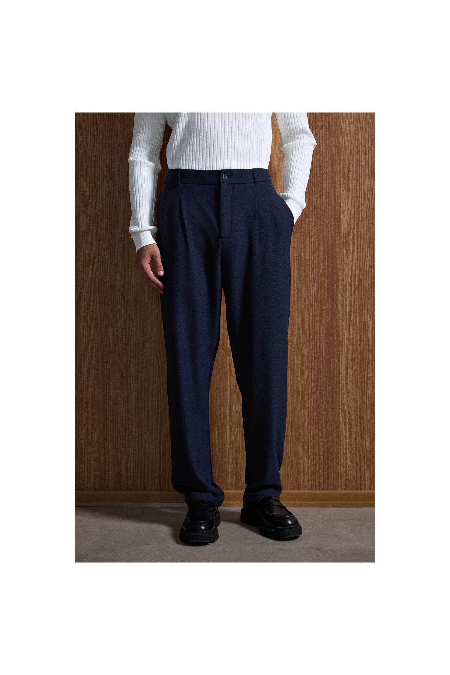 Abluka Online Erkek Baggy Fit Kumaş Pantolon Siyah