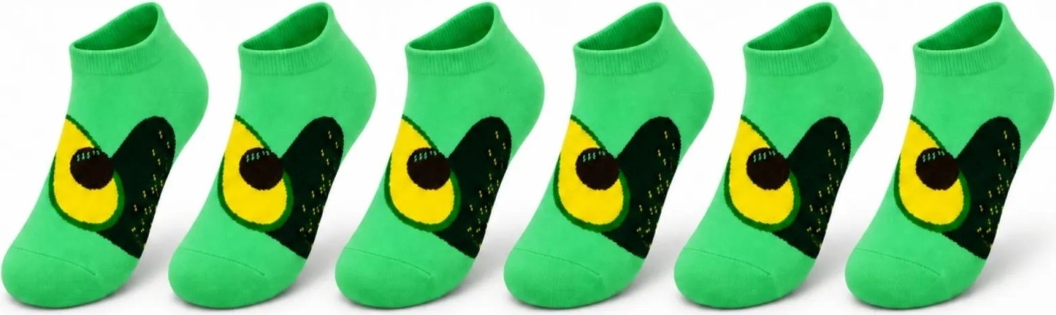 COjans Kadın Avokado 6'lı Desenli Patik Çorap Pamuklu Dikişsiz Sneaker Uyumlu Eğlenceli Günlük Çorap Seti