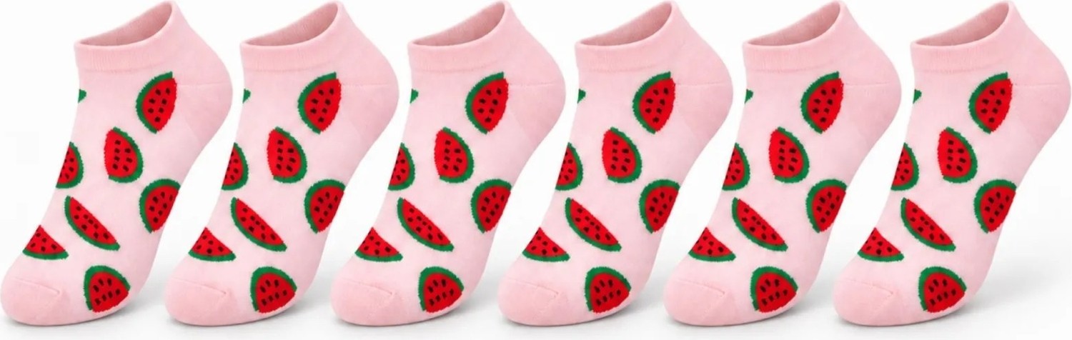 TeOra Store Kadın Karpuz 6'lı Desenli Patik Çorap Pamuklu Dikişsiz Sneaker Uyumlu Eğlenceli Yazlık Set