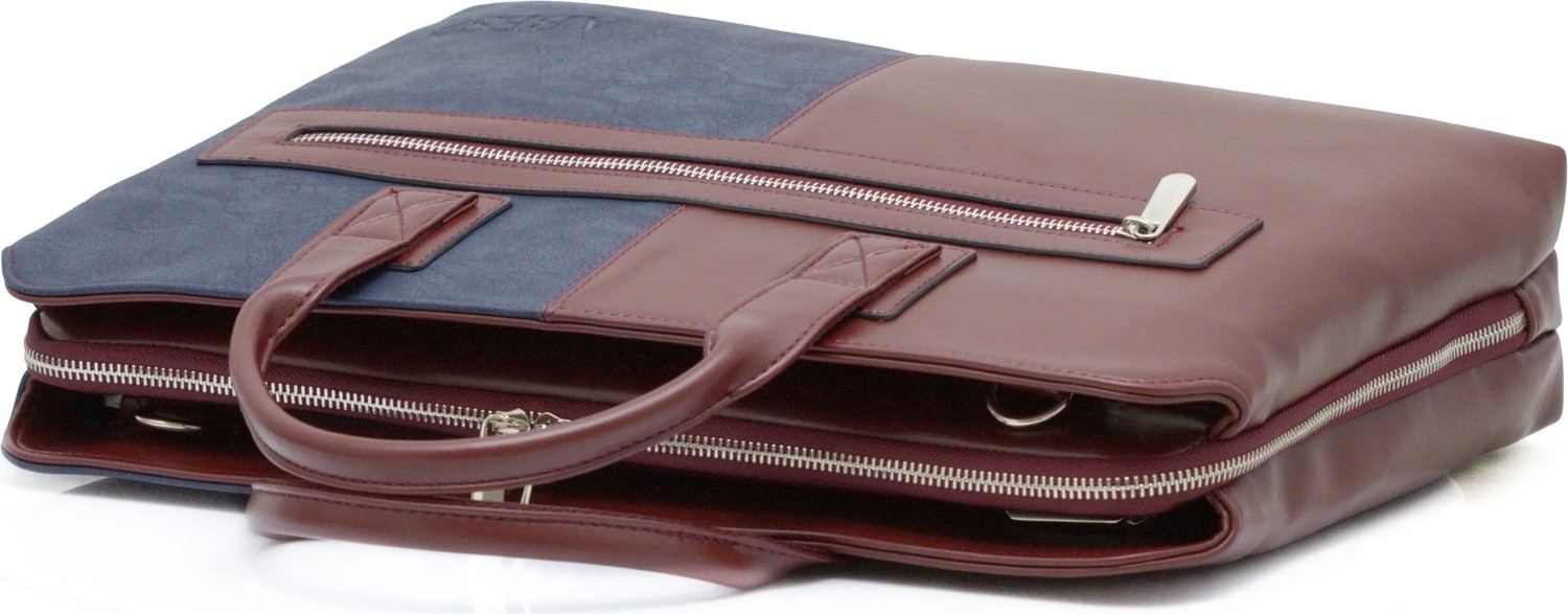 Abess Premium Vegan Deri Evrak Çantası - Çift Renk 15.6 İnç Laptop Çantası Bordo Mavi (A5373VBL) görsel 7
