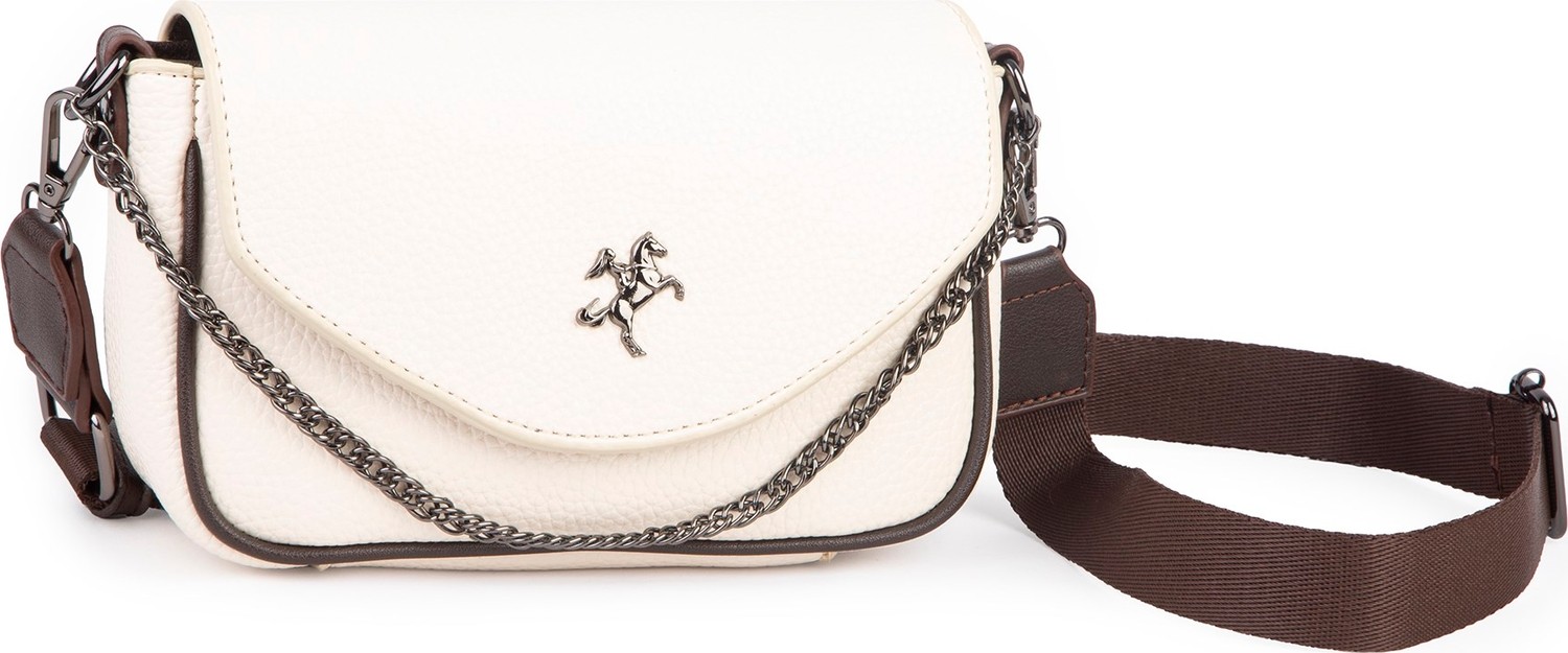Nas Bag Mini Kapaklı Çapraz Çanta (En 20 cm , Boy 12 Cm) Krem Kahve Lopez