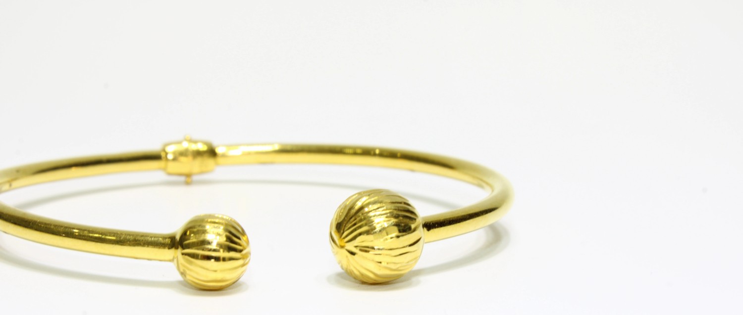 Kızılay Kuyumcusu 22 Ayar Altın Top Başlıklı Günlük Kelepçe Bilezik 8.68 gr KLP0794