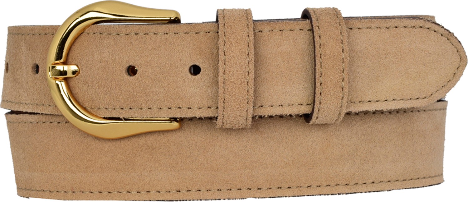 GoDeri %100 Hakiki Deri, Gold Tokalı 4 cm Süet Sütlü Kahverengi Kadın Kemeri; Kot, Spor Kemer=süet.70.sütka