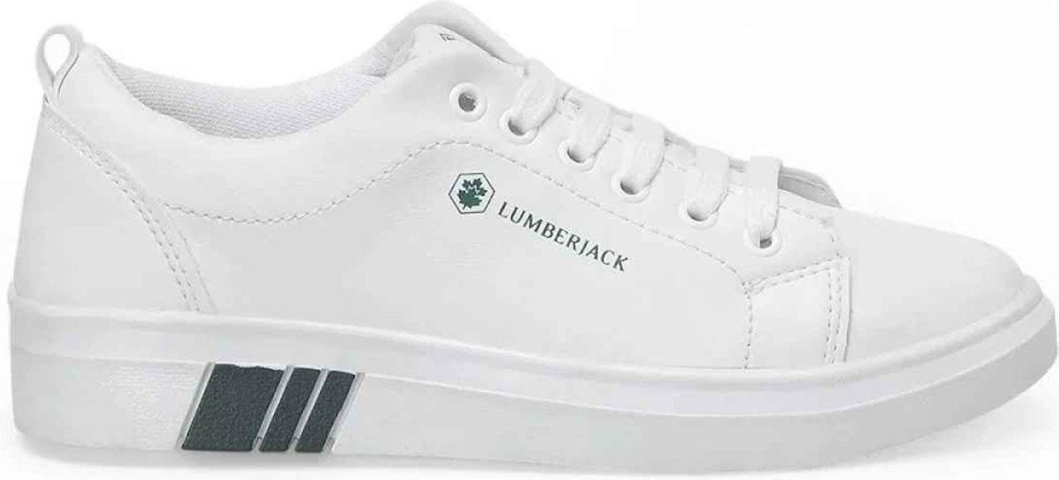 Lumberjack Kadın Sneaker Düz Tabanlı Beyaz Suni Deri Bağcıklı Ayakkabı