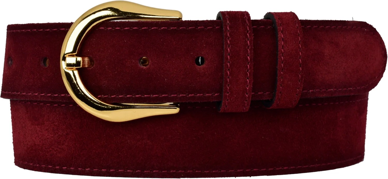 GoDeri %100 Hakiki Deri, Gold Tokalı 4 cm Süet Sütlü Kahverengi Kadın Kemeri; Kot, Spor Kemer=süet.70.sütka