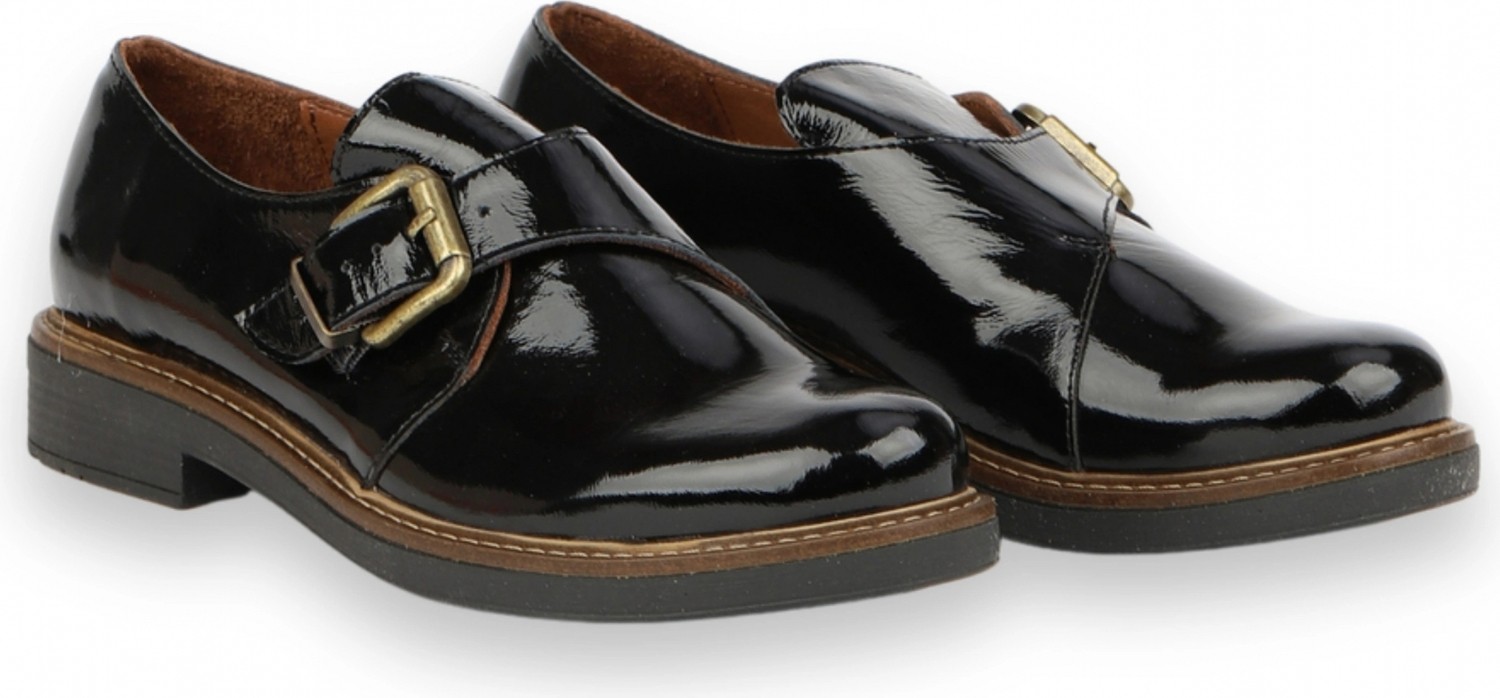 Siyah Kırışık Rugan Kadın Düz Ayakkabı görsel 2