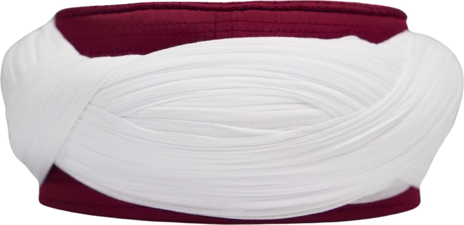 Sarıkhane Talebe Sarığı-Beyaz Kumaş-Bordo Takke-Çapraz Sarım-Nâli Şerif-7 Metre görsel 4