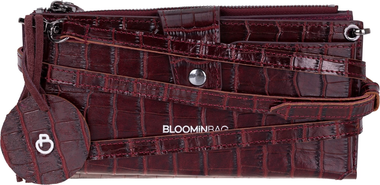 BloominBag Burgundy Croco Lozan Hakiki Deri Çapraz Askılı Telefon Bölmeli Cüzdan Çanta görsel 5