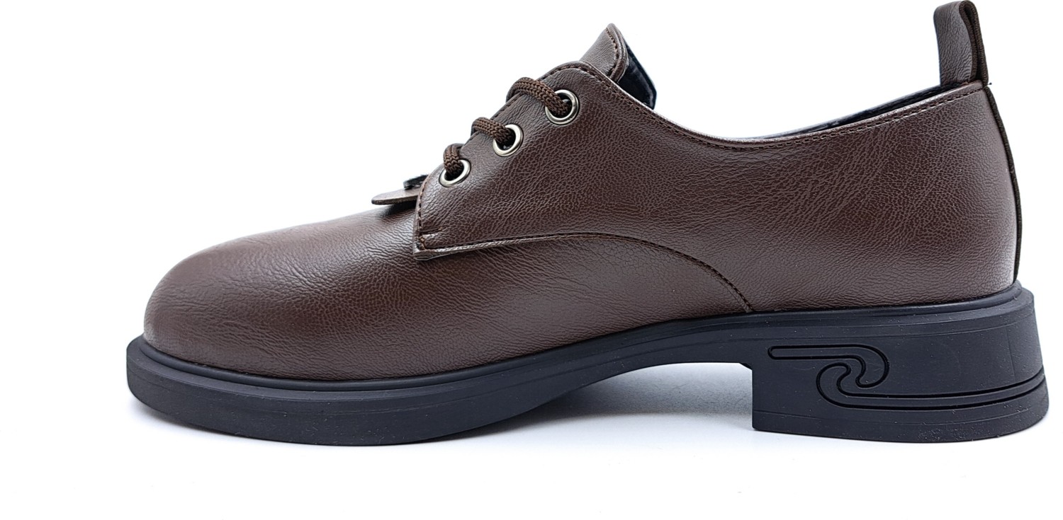 Toce T6095 Bağcıklı Oxford Tarz Günlük Kahverengi Kadın Ayakkabı görsel 4