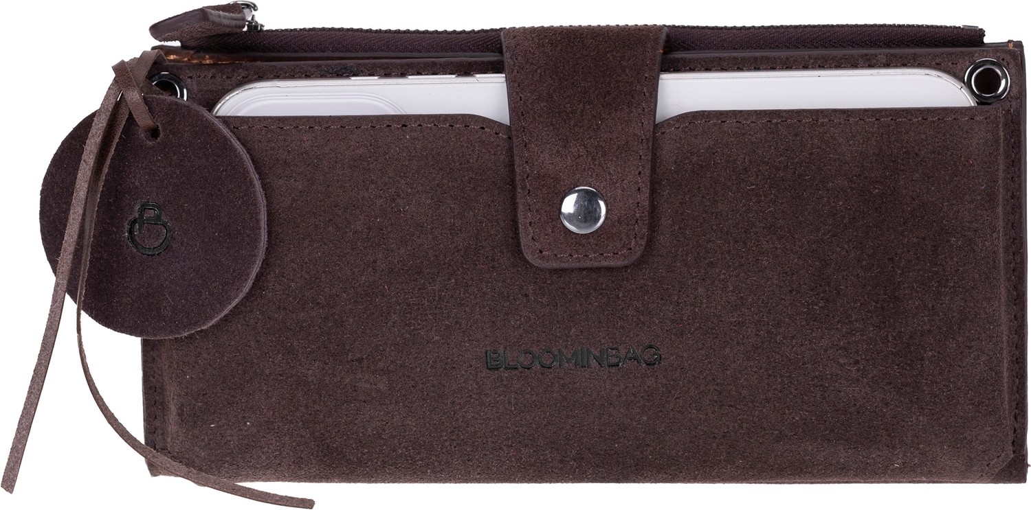 BloominBag Mocha Still Lozan Hakiki Süet Çapraz Askılı Telefon Bölmeli Cüzdan Çanta