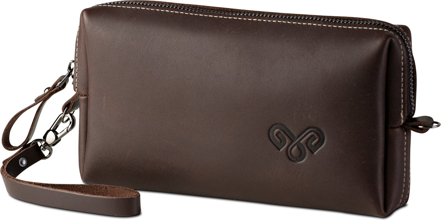 Elitaş Deri Hakiki Deri El Çantası Clutch Çanta Portföy Çanta Organizer Clutch Kahverengi görsel 5