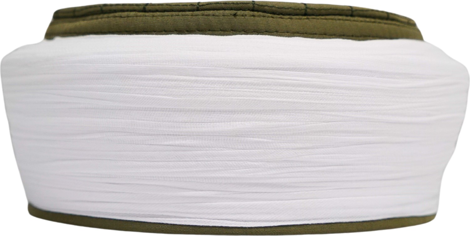 Sarıkhane Talebe Sarığı-Beyaz Kumaş-Yeşil Takke-Düz Sarım-Kuş Gözlü-5 Metre görsel 2