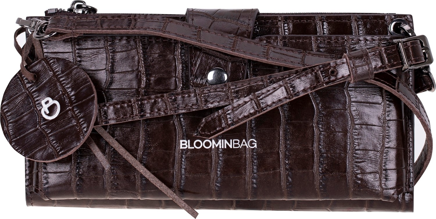 BloominBag Mocha Croco Lozan Hakiki Süet Çapraz Askılı Telefon Bölmeli Cüzdan Çanta görsel 6