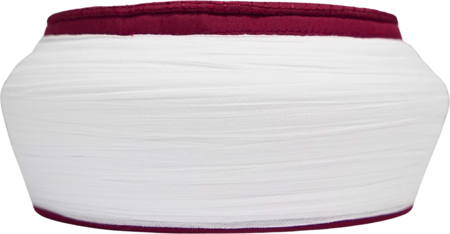 Sarıkhane Talebe Sarığı-Beyaz Kumaş-Bordo Takke-Yuvarlak Sarım-Nâli Şerif-5 Metre görsel 2