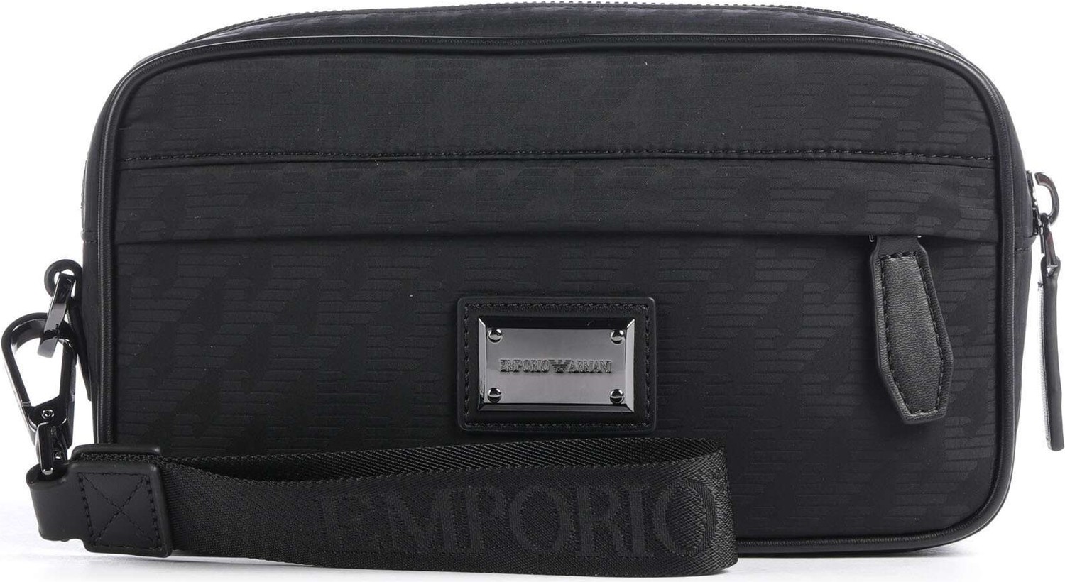 Emporio Armani Erkek Fermuarlı Ön Bölmeli Kısa Askılı Siyah El Çantası EM007051 AF28798-UC001
