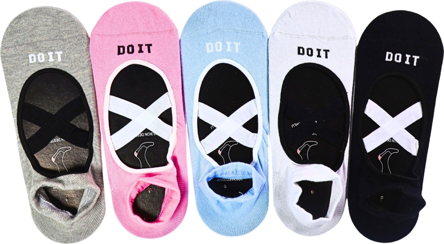 Carnaval Socks Kaymaz Tabanlı Pilates Yoga Çorabı 5’li Set, Kadın Balerin Patik Spor Çorap