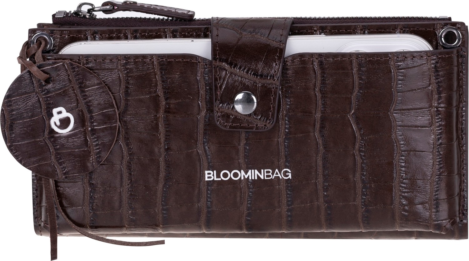 BloominBag Mocha Croco Lozan Hakiki Süet Çapraz Askılı Telefon Bölmeli Cüzdan Çanta