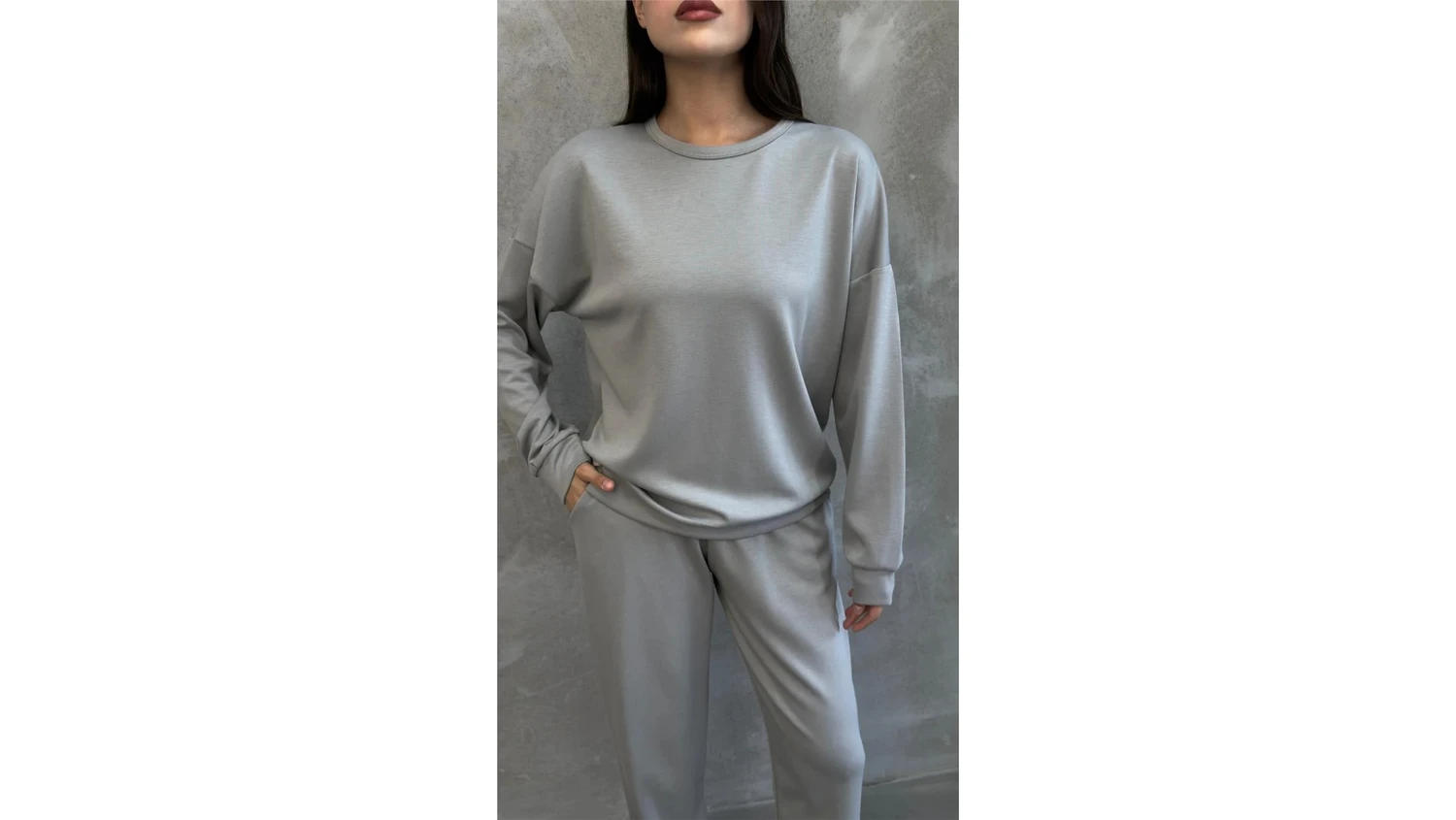 Resim Ponçik Kadın Modal Scuba Mevsimlik Eşofman Takımı - Soft Touche, Oversize Spor 25503 