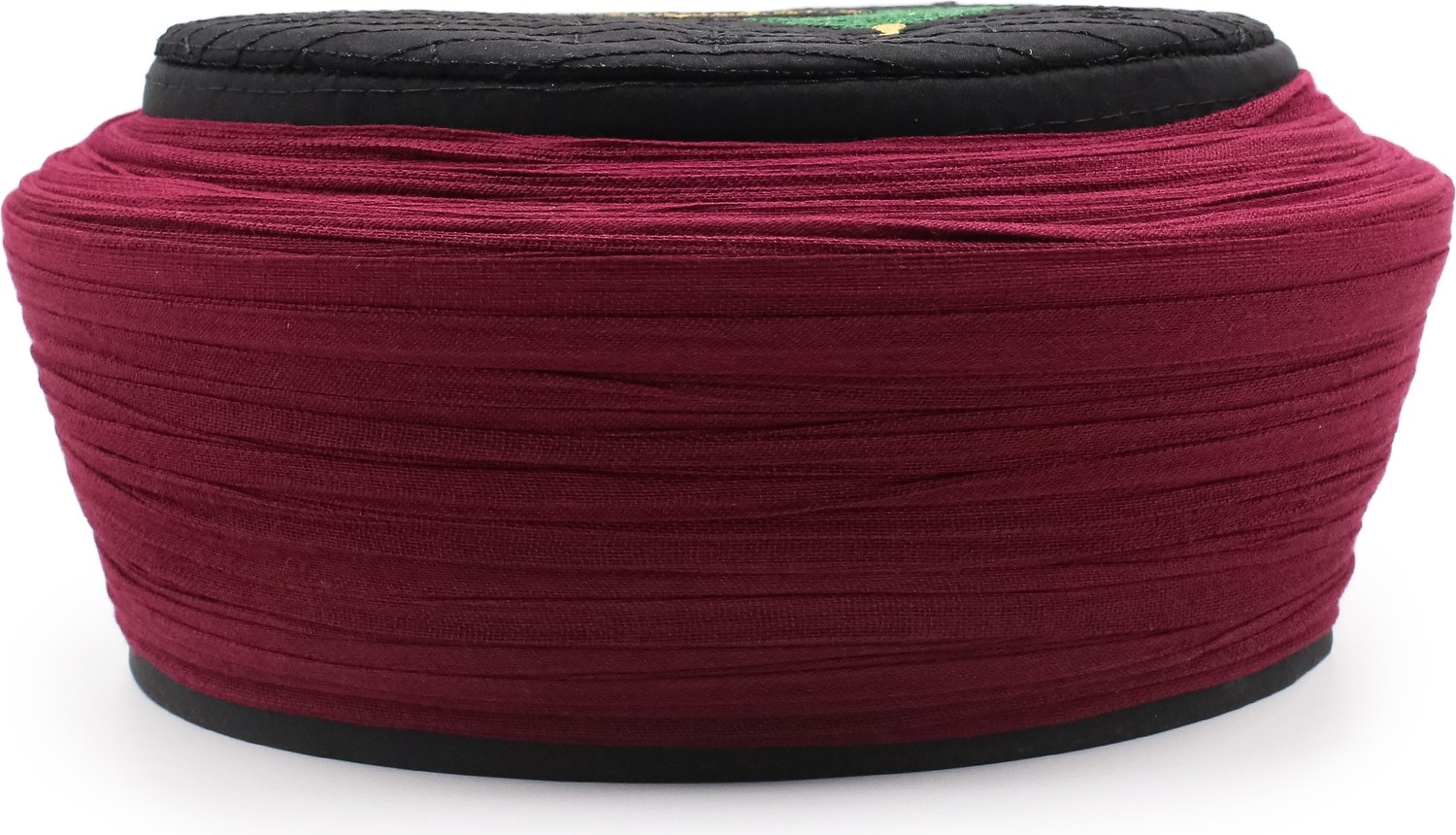 Sarıkhane Hac Umre Sarığı, Bordo Kumaş, Siyah Takke, Düz Sarım, Mekke-Medine, 5 Metre görsel 3