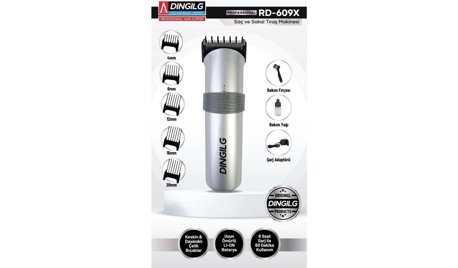 Resim Gri Dıngılg Çok Fonksiyonlu Traş Makinesi, Pratik ve Şık Tasarım 