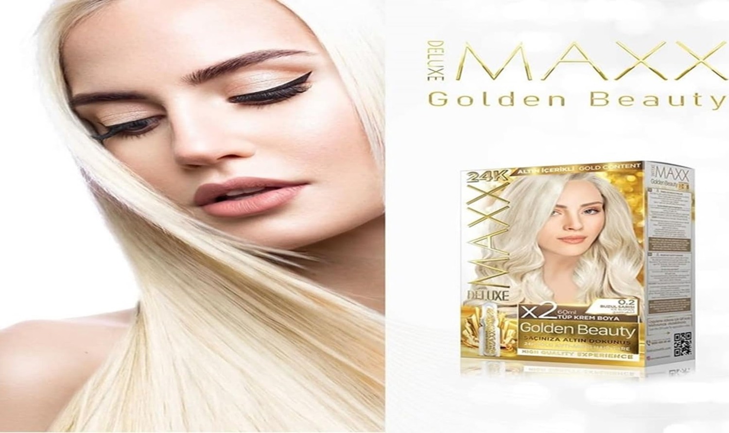 Aesco Maxx Deluxe Gold Serisi 24K Altın Parçacıklı Serum ile 1 Kutu 2 x 50 ml ve Geliştiriciler Saç Boyası (Yoğun Küllü Açık Kumral 8.11) görsel 5