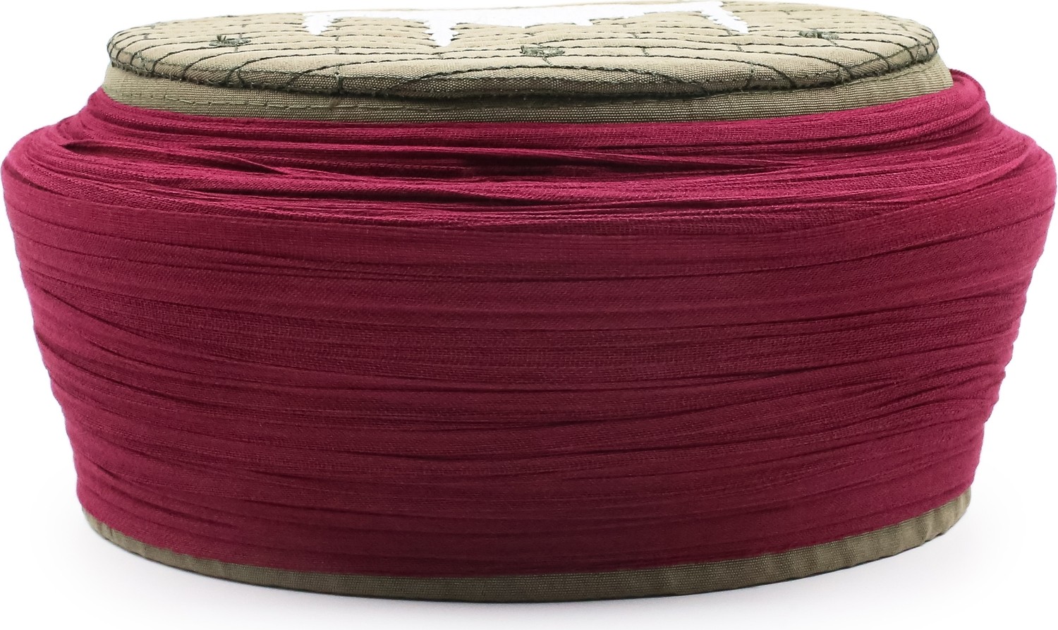 Sarıkhane Cami Sarığı, Bordo Kumaş, Yeşil Takke, Yuvarlak Sarım, Cami Nakışlı, 7 Metre